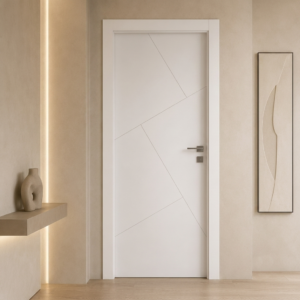 Beyaz PVC membran kapı PVC 200 geometrik desenli Kastdoor modeli