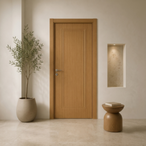 Kademeli çerçeveli açık meşe PVC membran kapı PVC 206 Kastdoor modeli