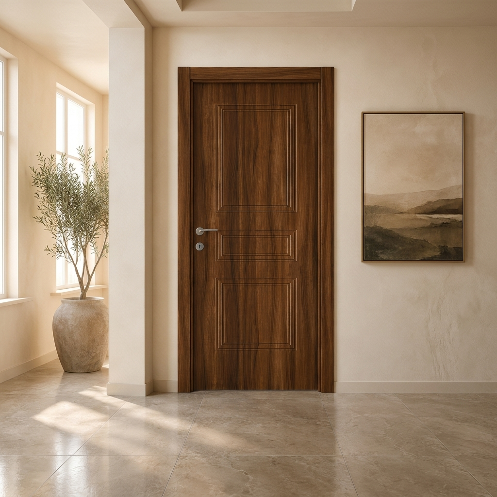 Üç panelli ceviz PVC membran kapı PVC 207 Kastdoor modeli