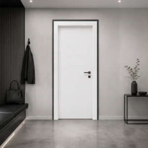 Kırık hat desenli beyaz PVC membran kapı PVC 208 Kastdoor modeli