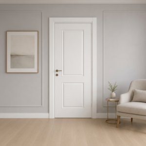 Klasik iki panelli beyaz PVC membran kapı PVC 210 Kastdoor modeli