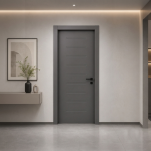 Kapsül çizgili antrasit PVC membran kapı PVC 213 Kastdoor modeli