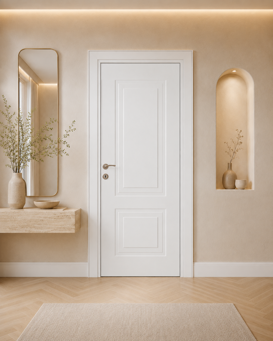 Kastdoor Melamin 110 İç İçe Çerçeveli Beyaz Kapı