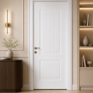 Dikey çıtalı beyaz melamin kapı Melamin 114 Kastdoor modeli