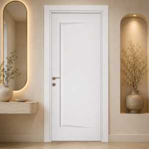 Minimalist tek panelli beyaz melamin kapı Melamin 116 Kastdoor modeli