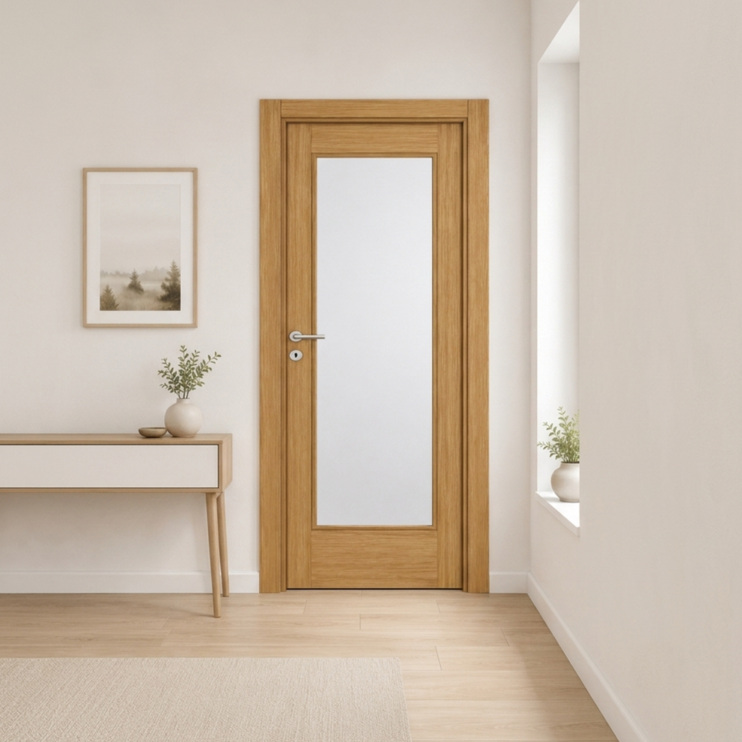 Tam camlı altın meşe melamin kapı Melamin 121 Kastdoor modeli