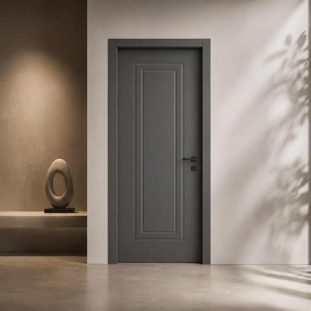İç içe çerçeveli antrasit PVC membran kapı PVC 214 Kastdoor modeli
