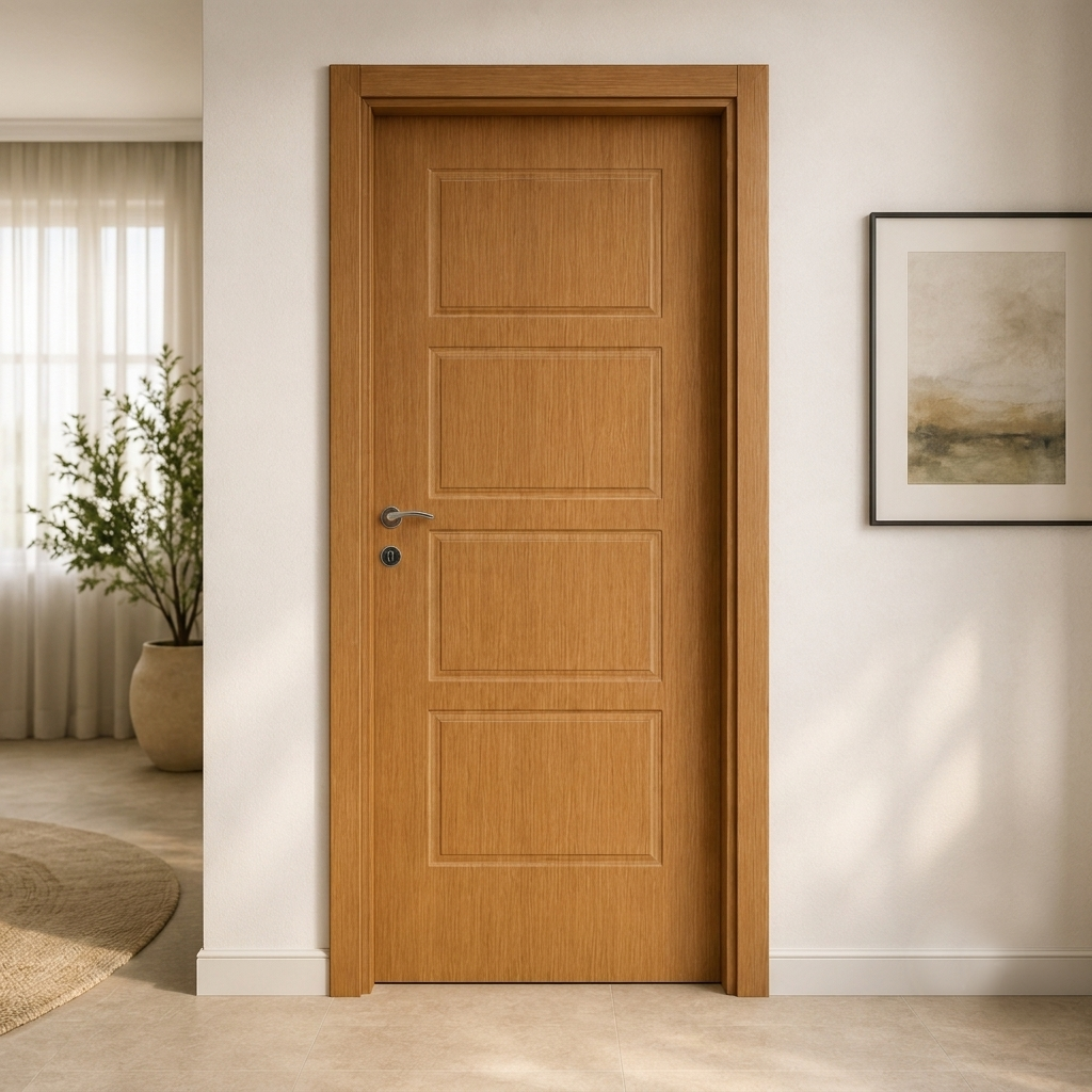 Dört panelli altın meşe PVC membran kapı PVC 215 Kastdoor modeli