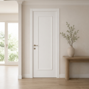 Çok katmanlı bordürlü beyaz PVC membran kapı PVC 218 Kastdoor modeli