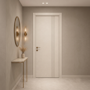 Dikey fugalı krem PVC membran kapı PVC 222 Kastdoor modeli