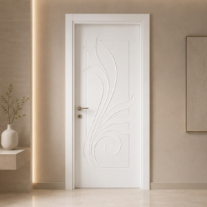 Lale motifli beyaz lake kapı Lake 302 Kastdoor modeli